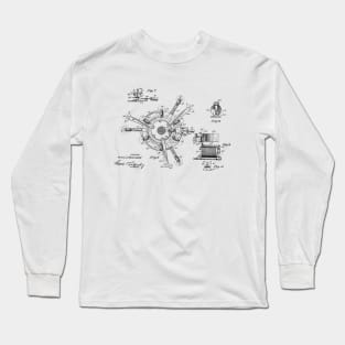 Automatic Bowling Mechanism Vintage Patent Hand Drawing Long Sleeve T-Shirt